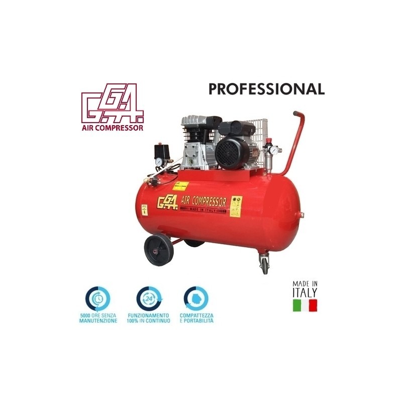 Compressore 100lt. professionale a cinghia G.G.A. - GG 470