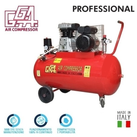 Compressore 100lt. professionale a cinghia G.G.A. - GG 470