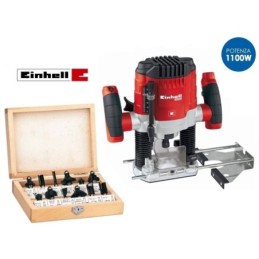 Fresatrice verticale 1100W con set 12 frese in box di legno Einhell -