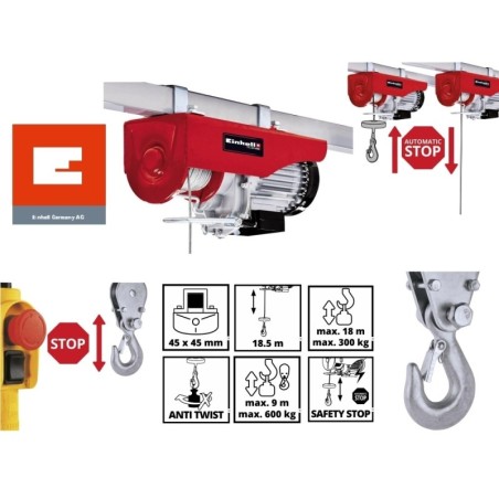 Paranco/Argano/Montacarico/Montacarichi elettrico 300/600Kg Einhell -