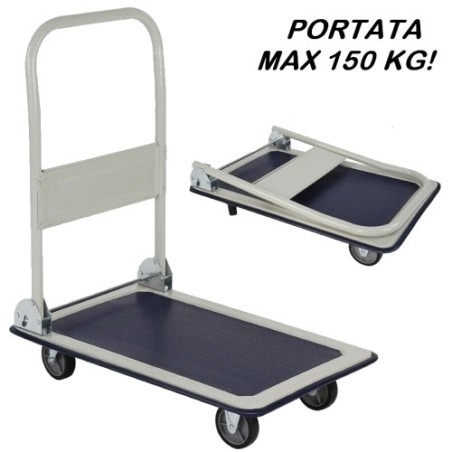 Carrello Portapacchi/Portatutto/Portasacchi 150Kg con quattro ruote e