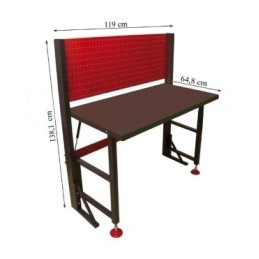 Banco da lavoro in metallo ripiegabile con pannello portautensili