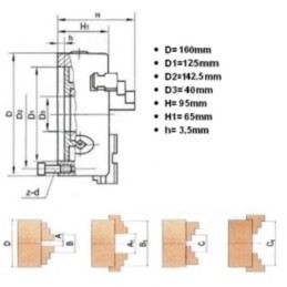Mandrino autocentrante per tornio 4+4 griffe Ø 160mm