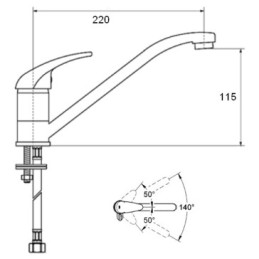 Rubinetto canna bassa miscelatore monocomando per lavello cromato - Mo