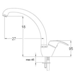 Rubinetto canna alta miscelatore monocomando per lavello okite granito