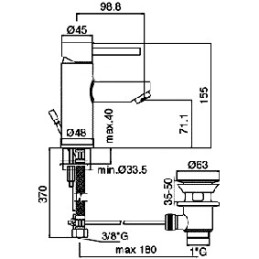 Rubinetto monocomando mix/miscelatore lavabo cromato Kippen - Mod. Pan