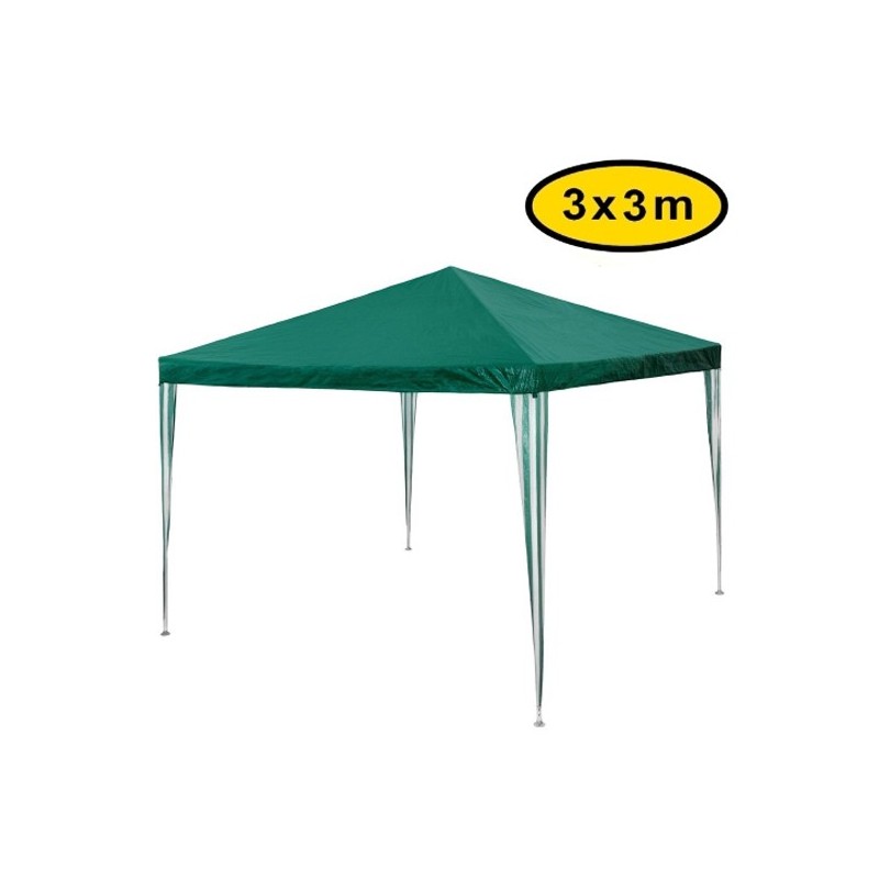 Gazebo impermeabile struttura tubolare in metallo 3x3m Verde - Mod. Fi