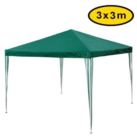 Gazebo impermeabile struttura tubolare in metallo 3x3m Verde - Mod. Fi