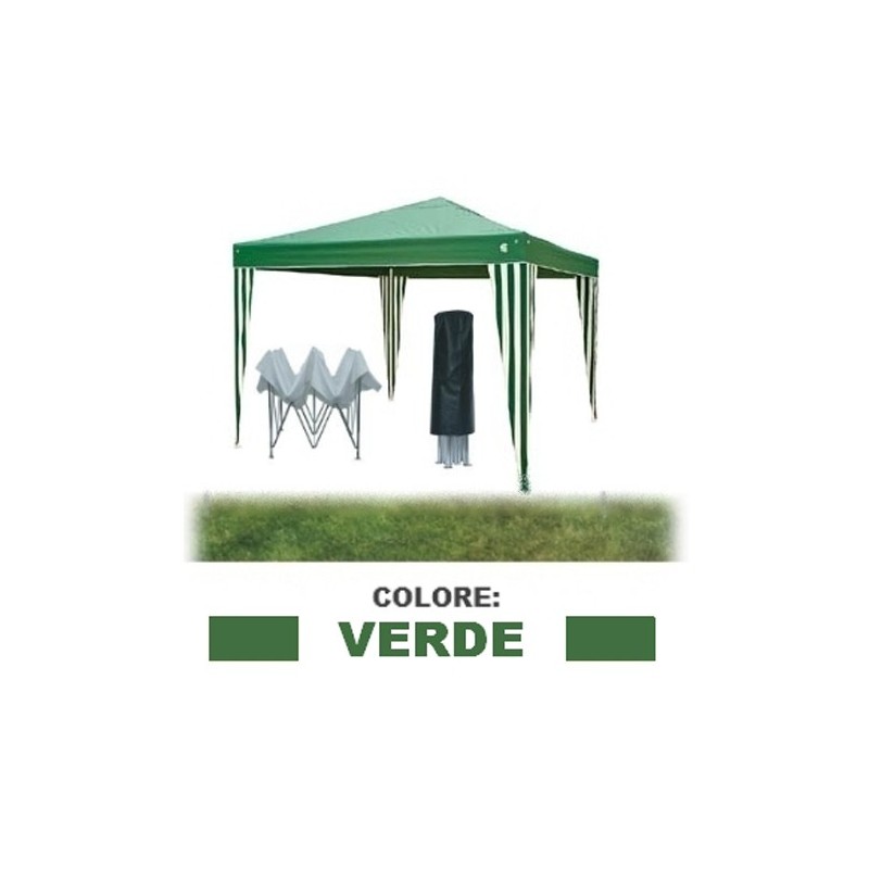 Gazebo pieghevole impermeabile in alluminio 3x3m Verde - Mod. Ignis