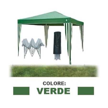 Gazebo pieghevole impermeabile in alluminio 3x3m Verde - Mod. Ignis