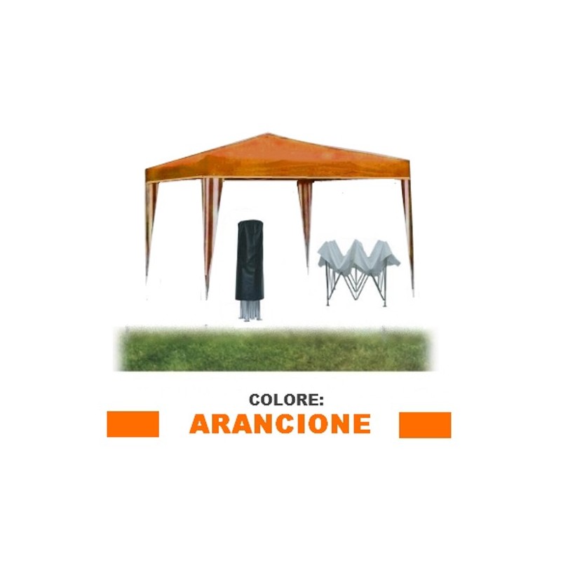 Gazebo pieghevole impermeabile in alluminio 3x3m Arancione - Mod. Igni