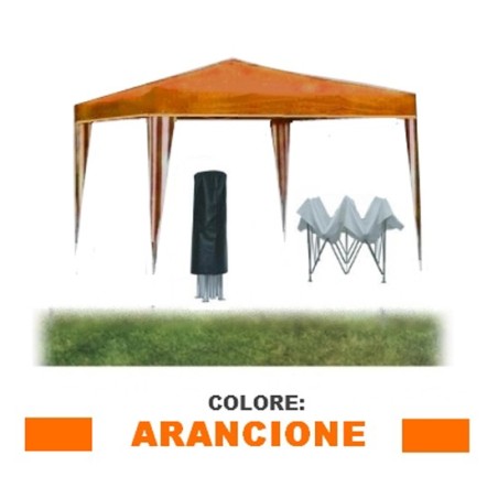 Gazebo pieghevole impermeabile in alluminio 3x3m Arancione - Mod. Igni