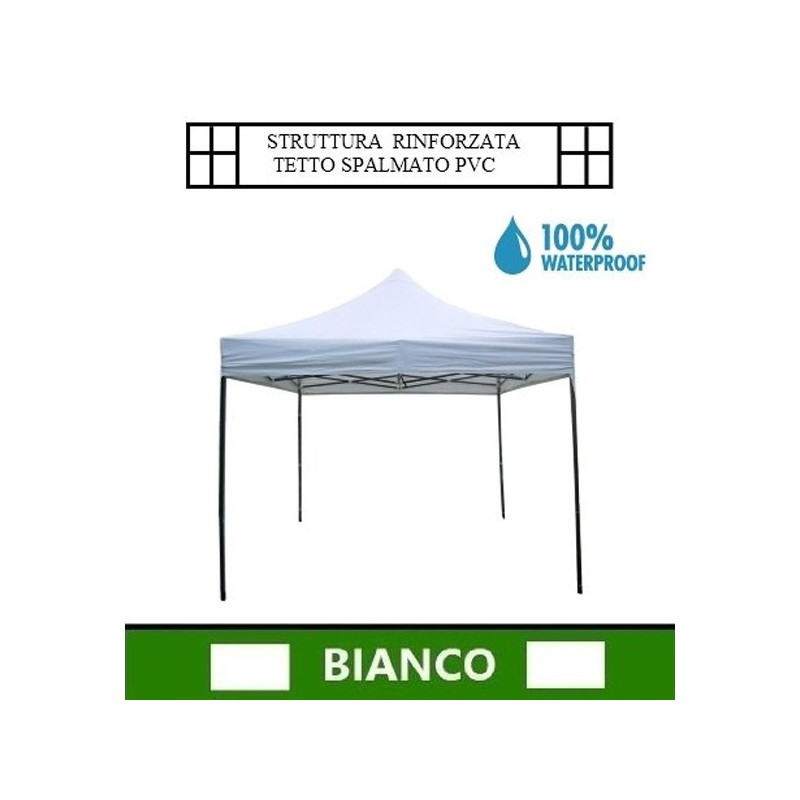 Gazebo pieghevole impermeabile in alluminio 3x3m Bianco - Mod. Super I