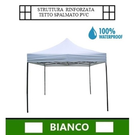 Gazebo pieghevole impermeabile in alluminio 3x3m Bianco - Mod. Super I