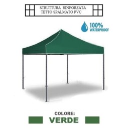 Gazebo pieghevole impermeabile in alluminio 3x3m Verde - Mod. Super Ig