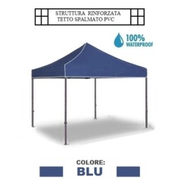 Gazebo pieghevole impermeabile in alluminio 3x3m Blu - Mod. Super Igni