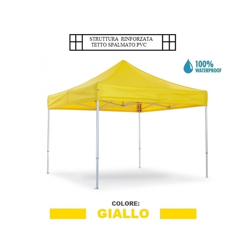 Gazebo pieghevole impermeabile in alluminio 3x3m Giallo Ocra - Mod. Su