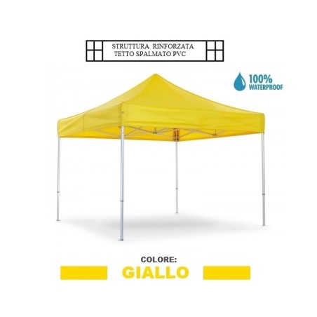 Gazebo pieghevole impermeabile in alluminio 3x3m Giallo Ocra - Mod. Su