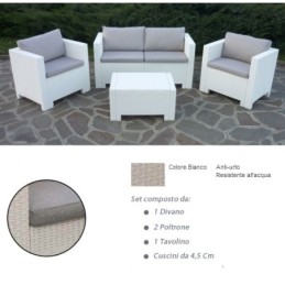 Divano con Poltrone e Tavolino/Salotto/Salottino in Polyrattan per Est