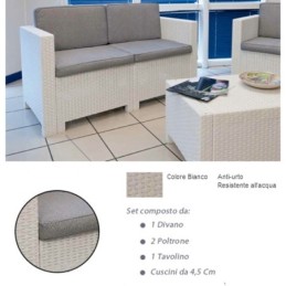 Divano con Poltrone e Tavolino/Salotto/Salottino in Polyrattan per Est