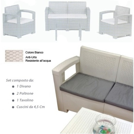 Divano con Poltrone e Tavolino/Salotto/Salottino in Polyrattan per Est