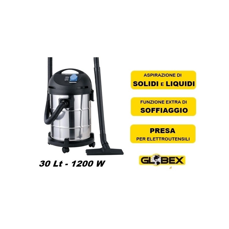 Aspiratore/Aspirapolvere/Aspiratutto solidi e liquidi 1200W 30lt con f