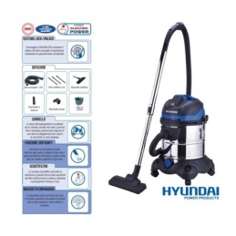 Aspiratore/Aspirapolvere/Aspiratutto solidi e liquidi 1200W 20lt. Hyun