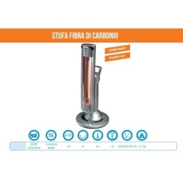 Stufa elettrica in fibra di carbonio 900W