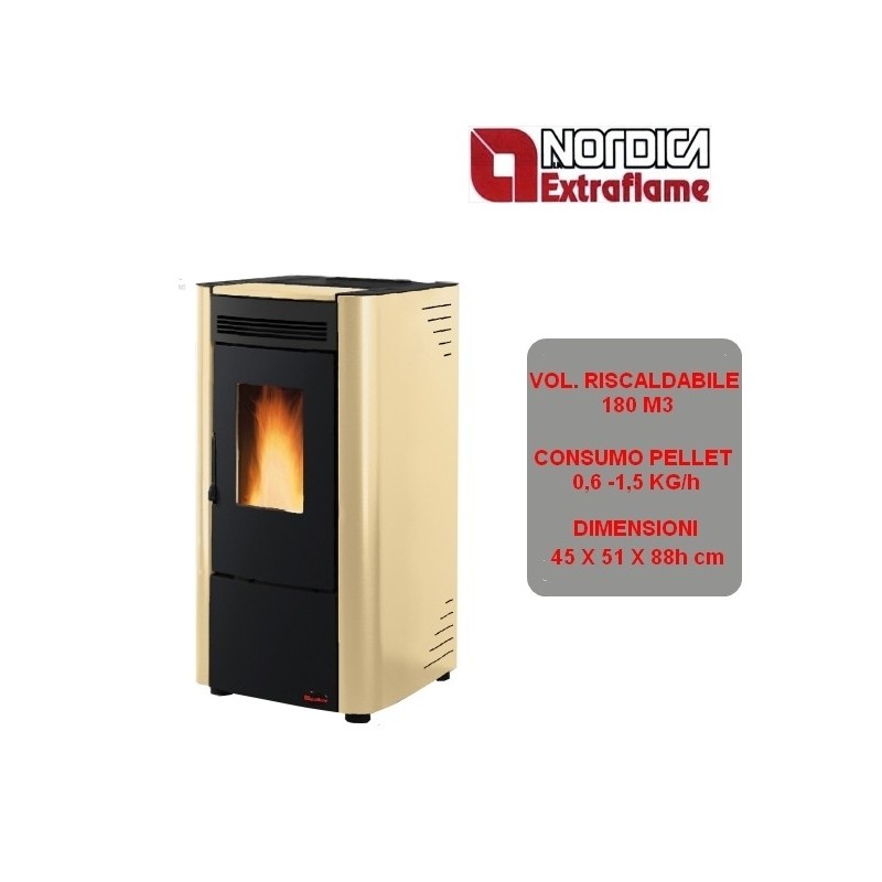 Stufa a pellet ventilata in acciaio 2,8 - 7,3 kW Nordica Extraflame -