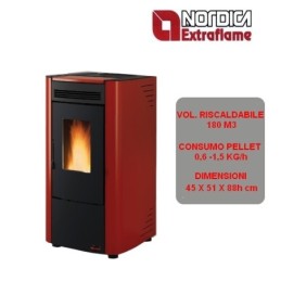 Stufa a pellet ventilata in acciaio 2,8 - 7,3 kW Nordica Extraflame -