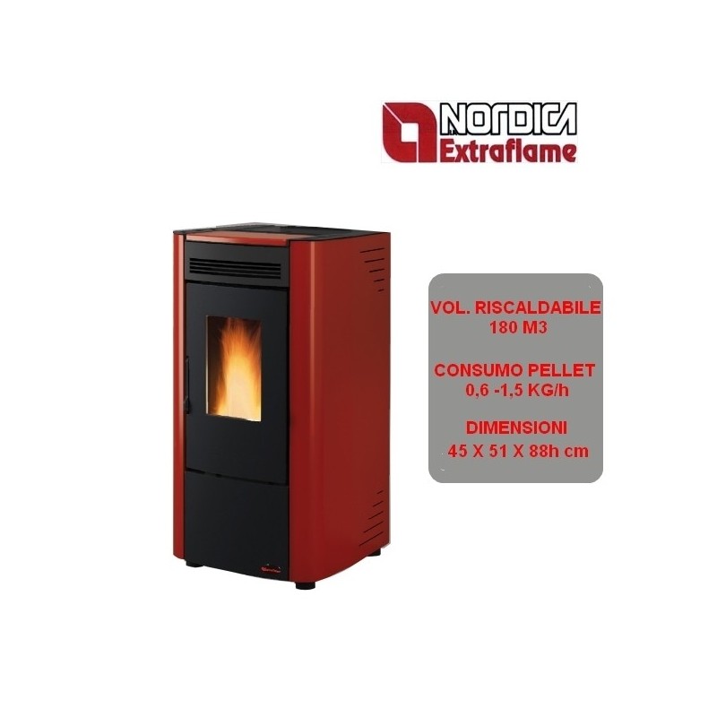 Stufa a pellet ventilata in acciaio 2,8 - 7,3 kW Nordica Extraflame -