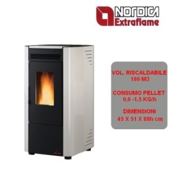 Stufa a pellet ventilata in acciaio 2,8 - 7,3 kW Nordica Extraflame -