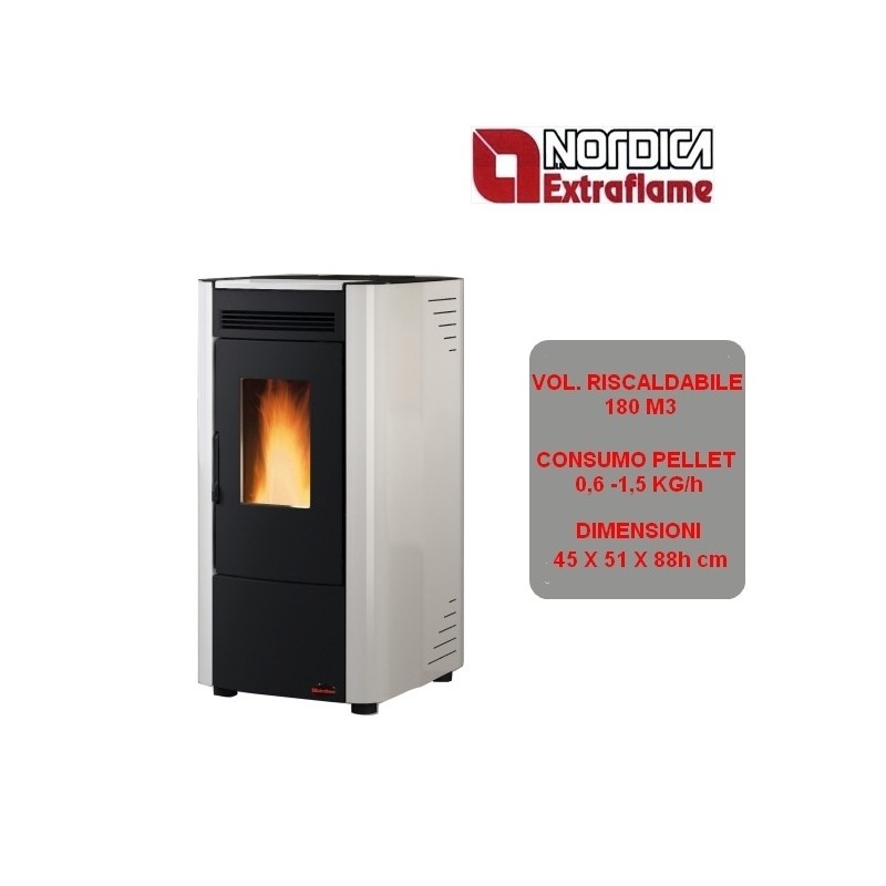 Stufa a pellet ventilata in acciaio 2,8 - 7,3 kW Nordica Extraflame -