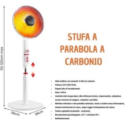 Stufa Piantana a Carbonio Oscillante con Rotazione a 90°, Potenza Rego