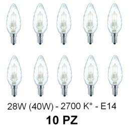 10 Lampada/Lampadina alogena a risparmio energetico 28W (40W) E14 Tort