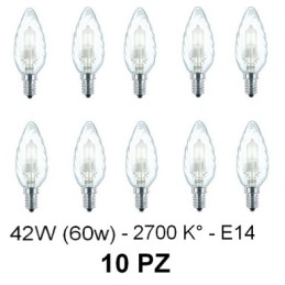 10 Lampada/Lampadina alogena a risparmio energetico 42W (60W) E14 Tort