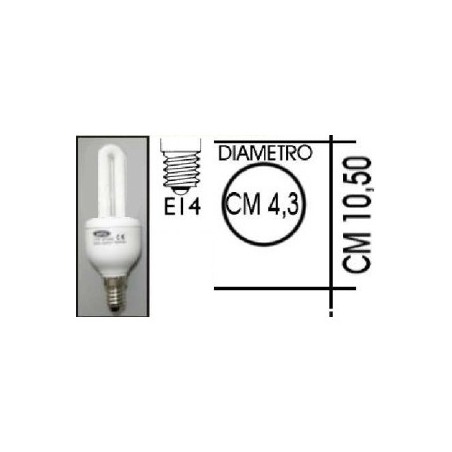 Lampada risparmio energetico 9W E14 2 tubi Kapta