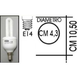 Lampada risparmio energetico 11W E14 2 tubi Kapta