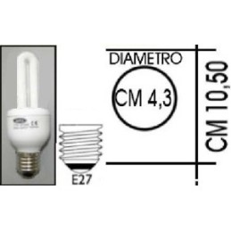 Lampada risparmio energetico 9W E27 2 tubi Kapta