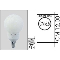 Lampada risparmio energetico 11W E14 Mini Globo Kapta