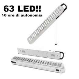 Luce/Torcia/Lampada d'emergenza ultraluminosa ricaricabile 63 LED