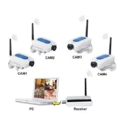 Kit videosorveglianza wireless DVR Station USB con 4 telecamere/camere