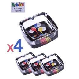 Posacenere/Portacenere in vetro set 4 pz - Mod. Rubik one