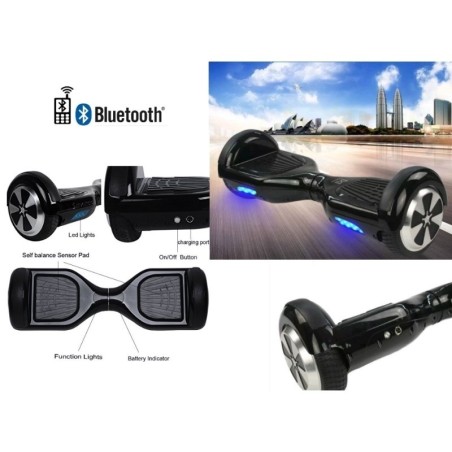 Overboard/Hoverboard/Skateboard elettrico 6,5" con luci led e speaker