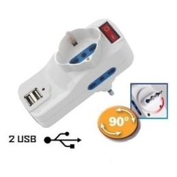 Spina elettrica adattatore tripla schuko 16A + 2 prese USB 2x1A