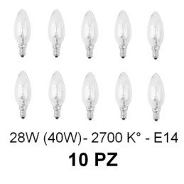 10 Lampada/Lampadina alogena a risparmio energetico 28W (40W) E14 Oliv