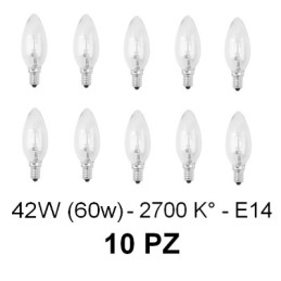 10 Lampada/Lampadina alogena a risparmio energetico 42W (60W) E14 Oliv