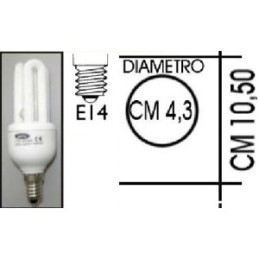 Lampada risparmio energetico 9W E14 3 tubi Kapta