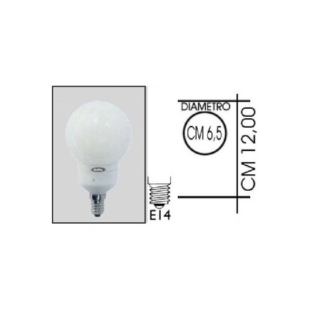 Lampada risparmio energetico 11W E14 Mini Globo Kapta