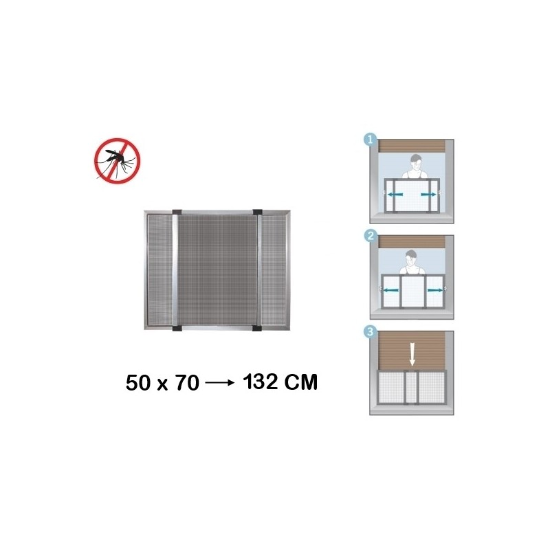 Zanzariera estensibile in alluminio con telaio per porte/finestre con